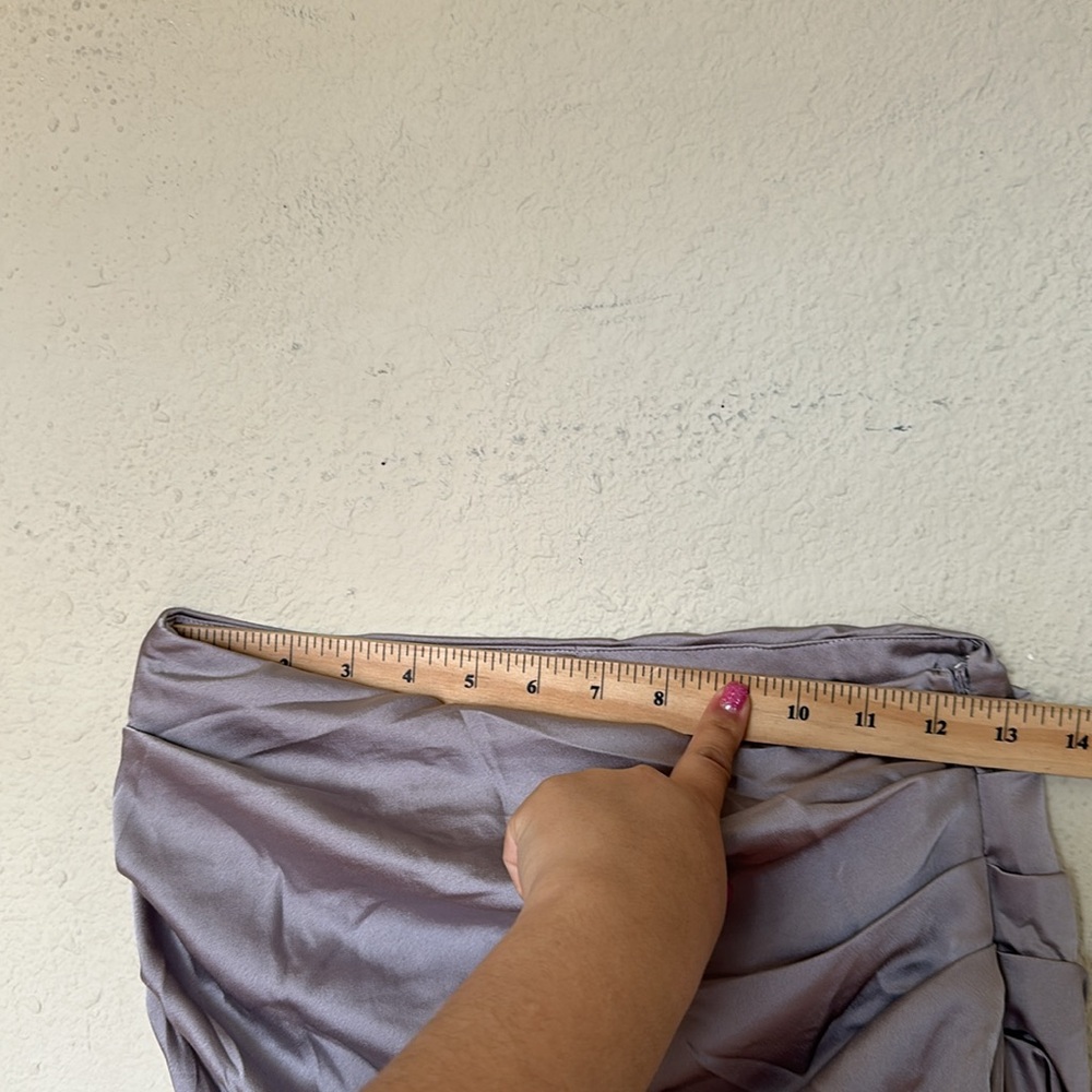 HOUSE OF CB 'Jia' Grey Satin Gathered Maxi Skirt‎ NWOT Size S - Picture 14 of 15